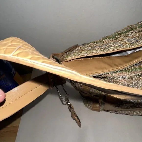 Bueno Multi Color Purse Shoulder Bag Tan Faux Leather Woven Handbag - Picture 4 of 7